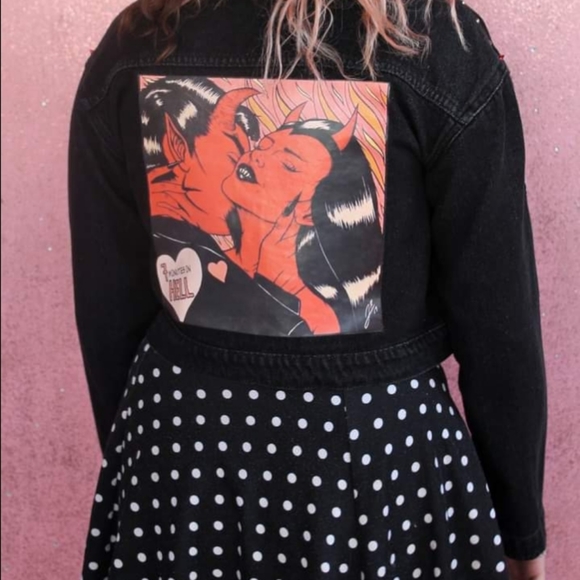 SOLD!! Hellraiser! gothic death themed embellished vintage jacket w/skelanimals! - Picture 15 of 16